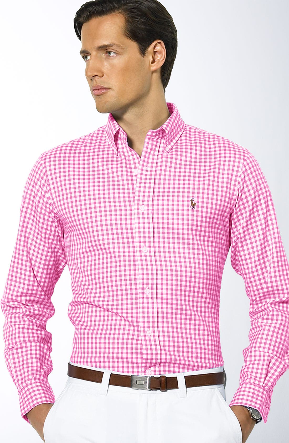 Мужская рубашка розовая Ральф Лорен