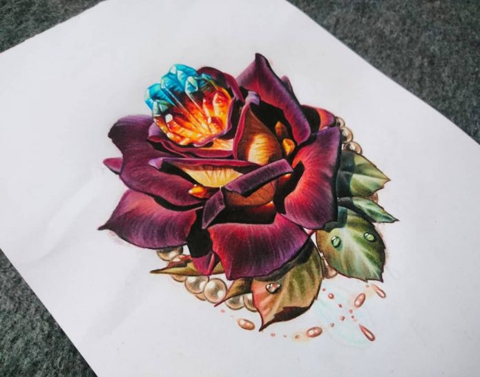 Цветной реализм роза тату