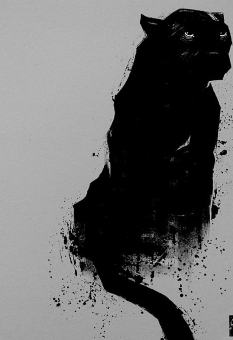 чёрный эскиз тату пантера