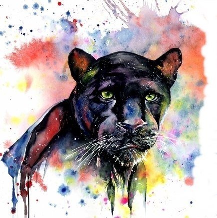 акварельный эскиз пантера для тату