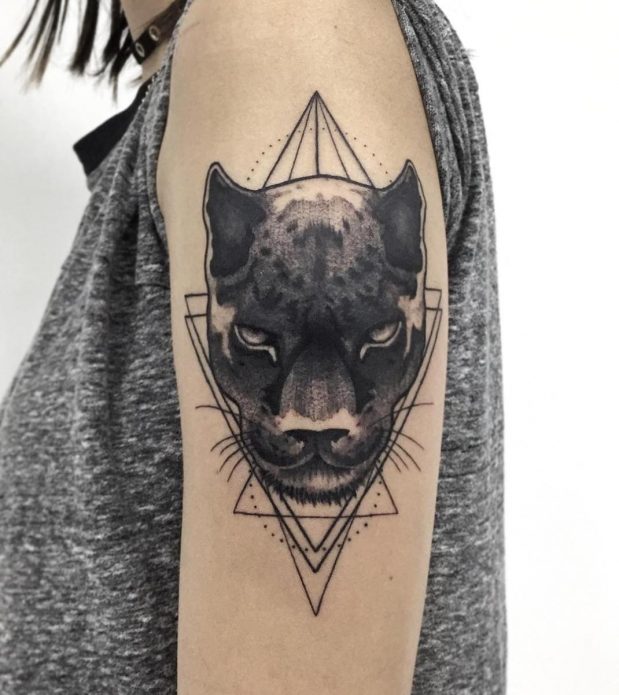 тату пантера геометрия для девушек