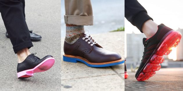 Модная мужская обувь с контрастной подошвой