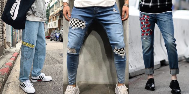 Мужские джинсы 2019 года с цветовыми акцентами