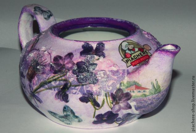 Делаем из керамического чайника цветочный горшок в технике Декупаж, фото № 4
