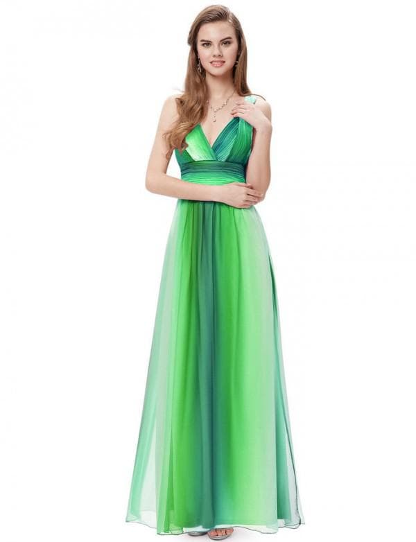 Градиентное платье зеленого цвета в пол