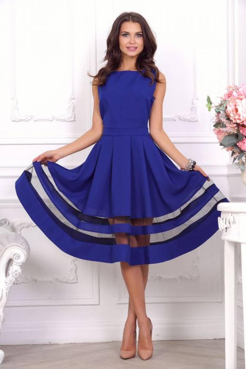 синее платье с пышной юбкой фото