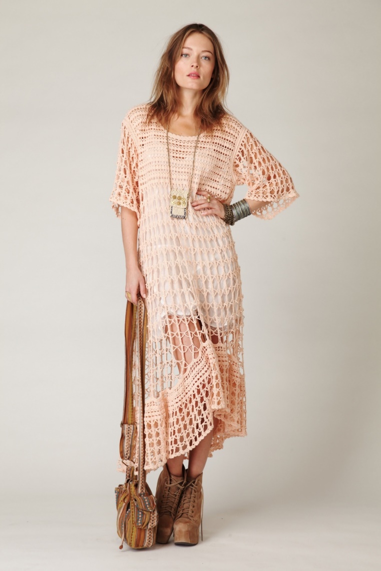 вязаное платье в стиле бохо фото