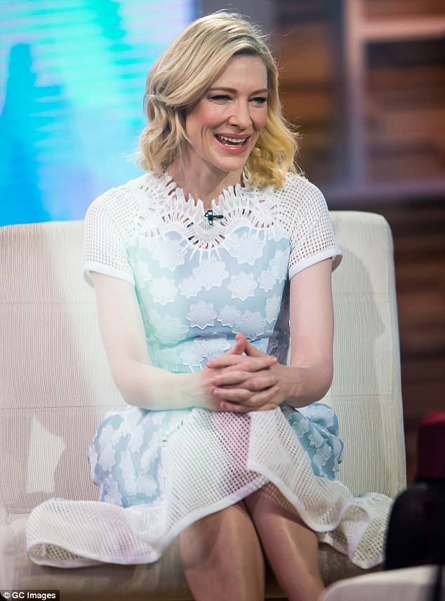 A stunning sight: Cate looked beautiful as she stopped by Good Morning America in Times Square for an interview