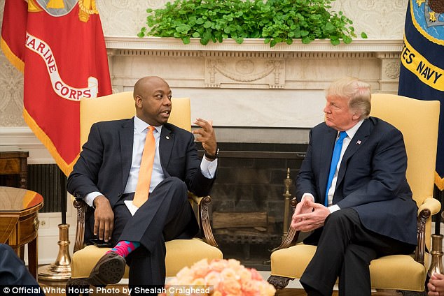 President Donald Trump met with Sen. Tim Scott on Wednesday to discuss race relations on Wednesday a day after the Charlottesville protest and one month after the white nationalists rally in Virginia that killed three people and injured 35 others