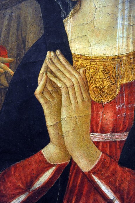 Фрагмент картины Франческо ди Джорджо Мартини, « Мадонна с младенцем, св. Иеронимом, св. Антонием Падуанским и двумя ангелами», 1469-72