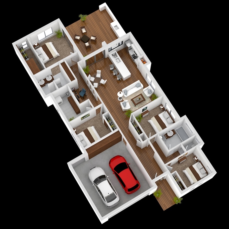 Графическая планировка четырехкомнатной квартиры