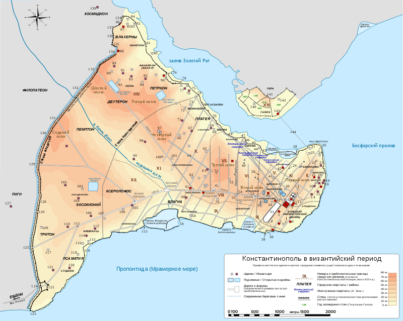 Константинополь при Византии карта