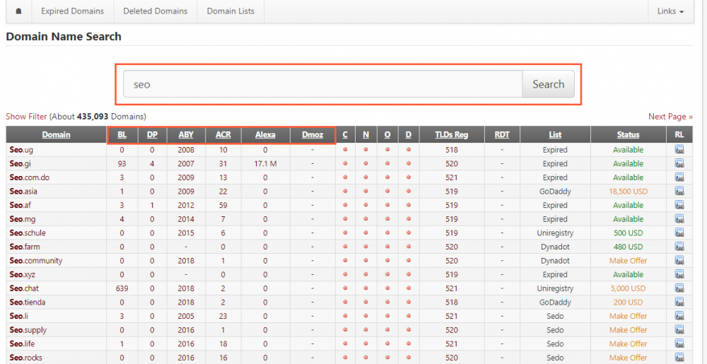 ExpiredDomains - продвижение естественными ссылками Линкбилдер ExpiredDomains