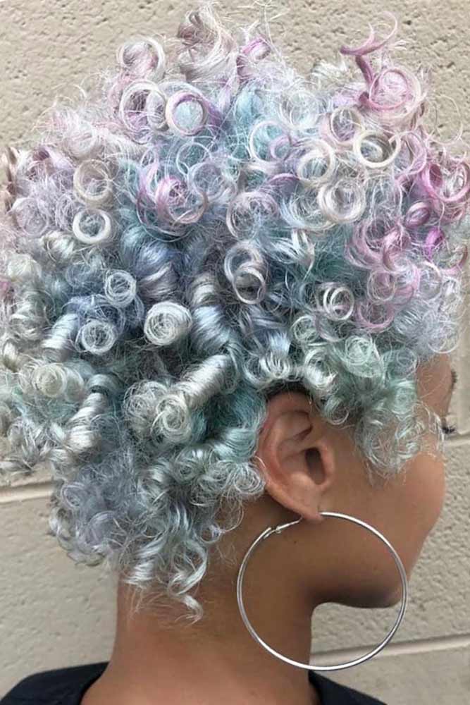 Colorful Curly Pixie #shortcurlyhairstyles #curlyhairstyles #pixiehaircut #hairstyles