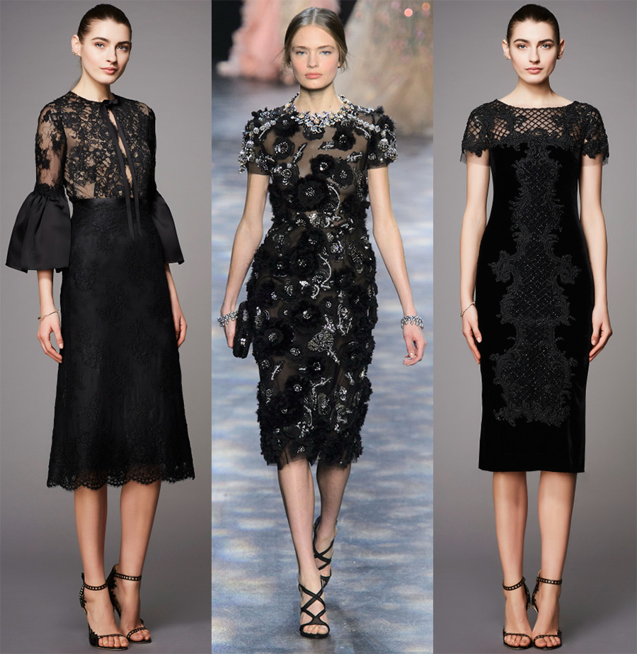 Скромные черные платья от Marchesa