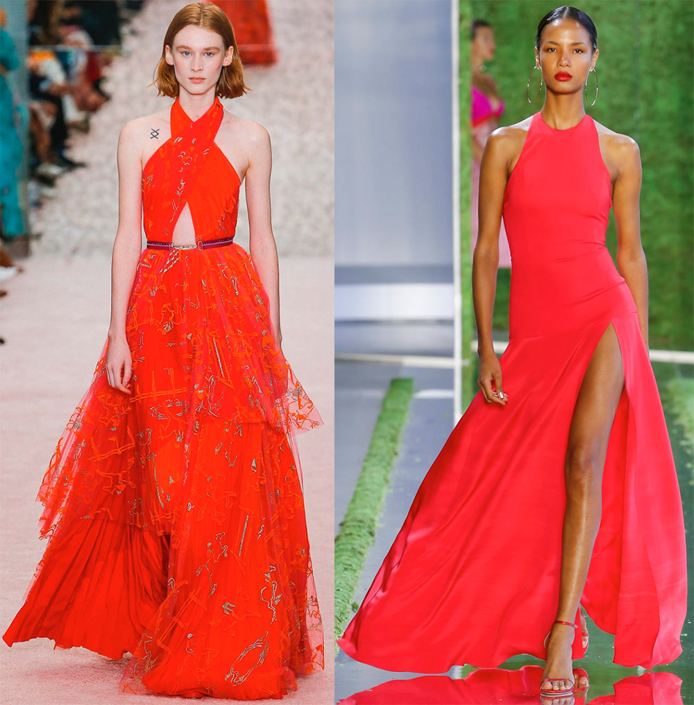 Коралловые и красные платья на выпускной бал 2019