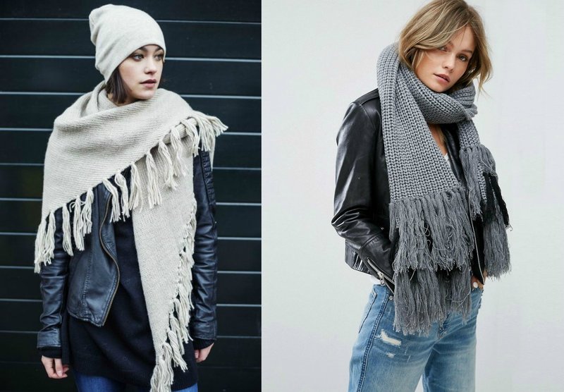 Модные женские шарфы с бахромой