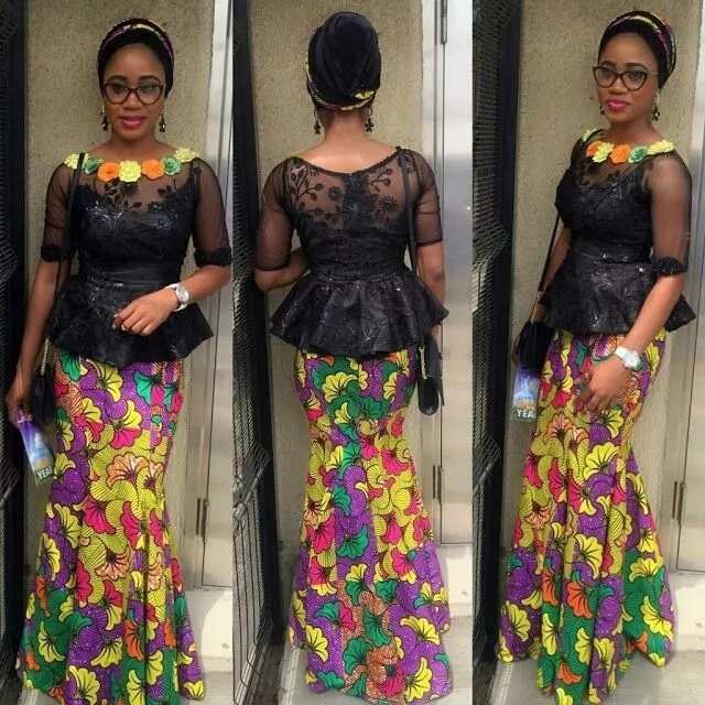 Ankara skirt and blouse 2017 + lace