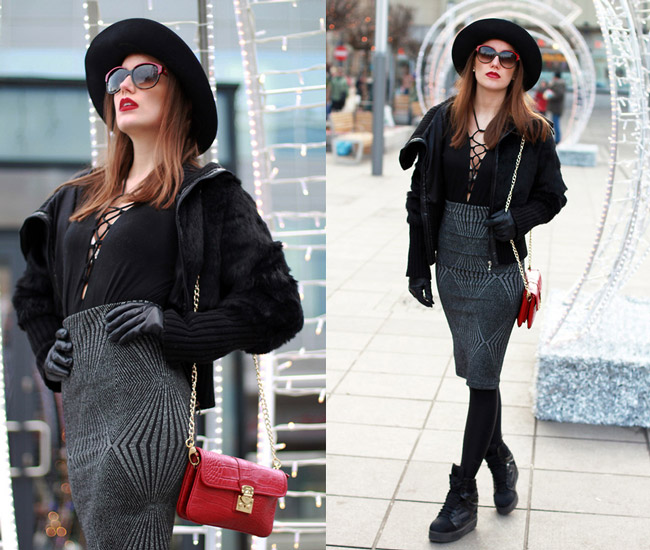 devushka-v-seroy-yubke-karnadash-chernaya-bluza-i-kurtka