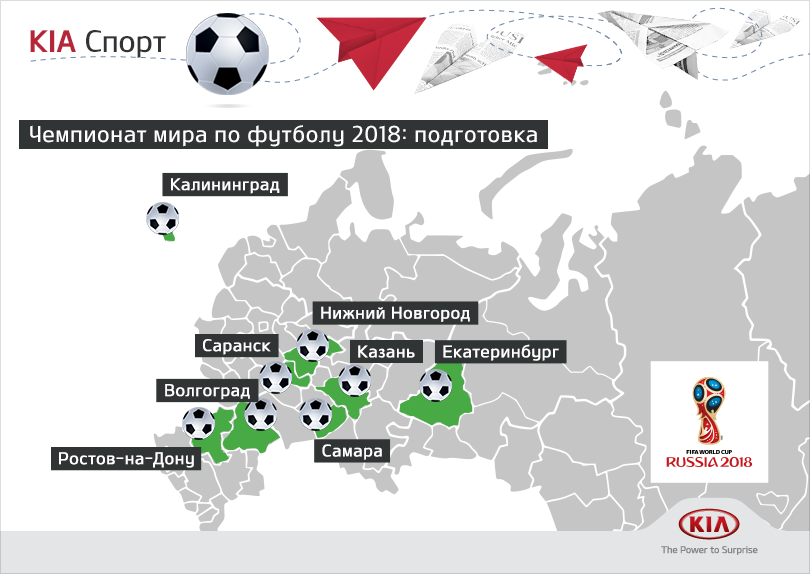 Где пройдет чемпионат по футболу 2018. Карта городов ЧМ по футболу 2018.