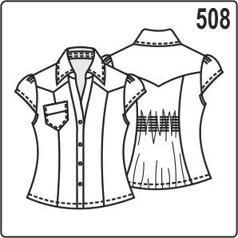 выкройка блузки с рукавами крылышками, воротником со стойкой, накладным карманом, размер 44, 46