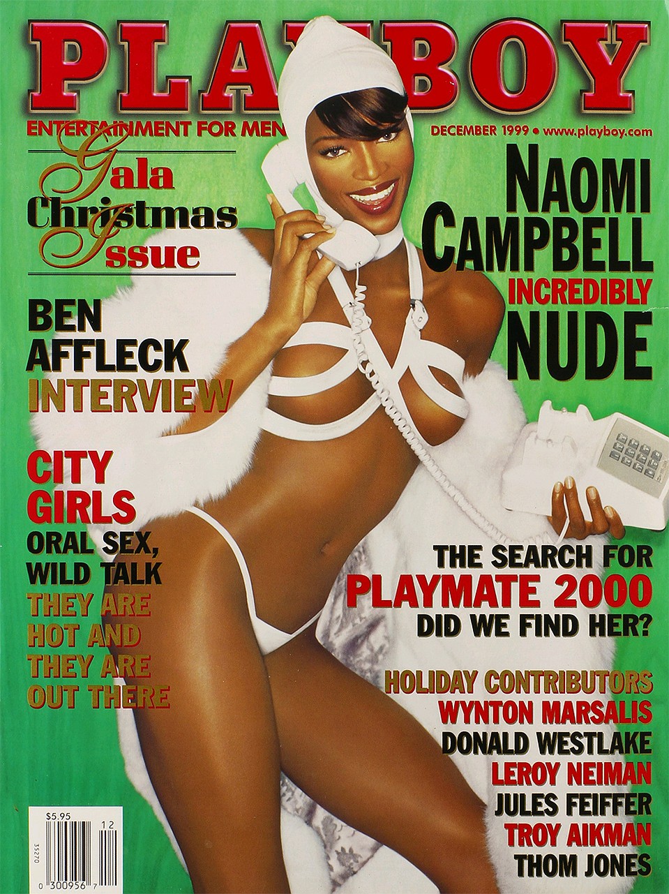 Наоми Кэмпбелл украсила собой рождественский выпуск журнала в декабре 1999 года. 
