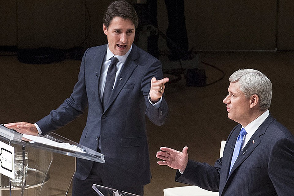 Предвыборные теледебаты с уже бывшим премьер-министром Канады Стивеном Харпером. Фото: REUTERS