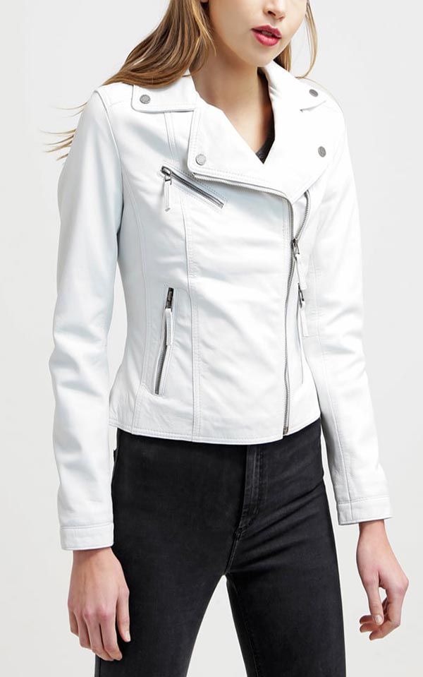 приталенная белая куртка из кожи