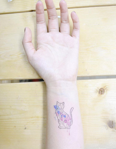 Geometric Watercolor Cat by Banul