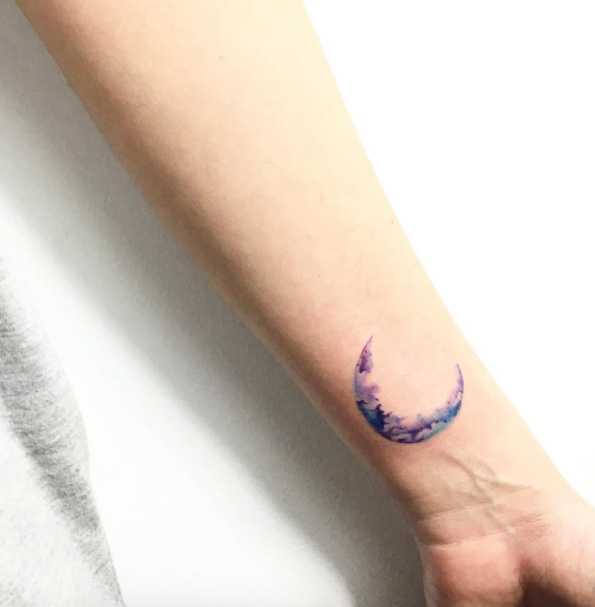 Watercolor Crescent Moon by Fatih Odabas