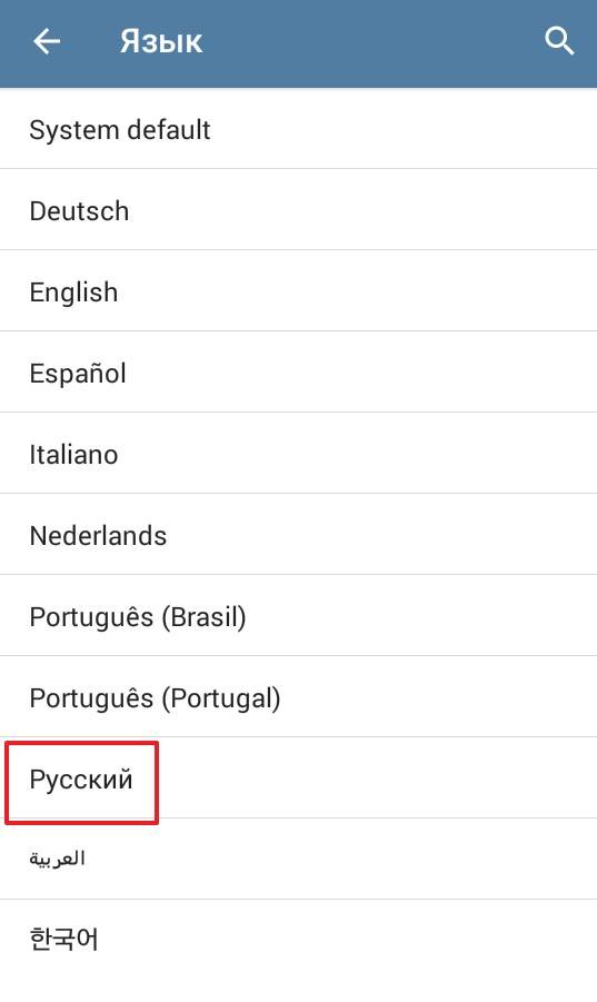 Выбираем Русский