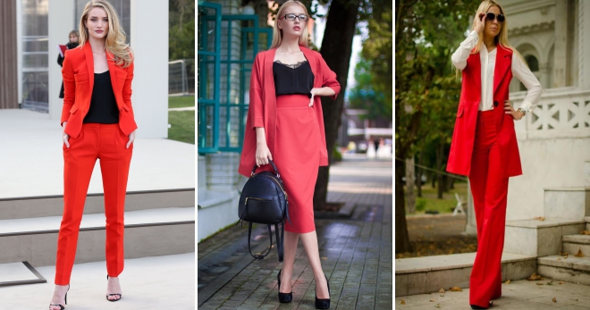 Красный костюм – 36 фото стильных образов на любой вкус в костюме красного цвета 