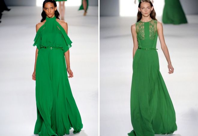 длинное зеленое платье