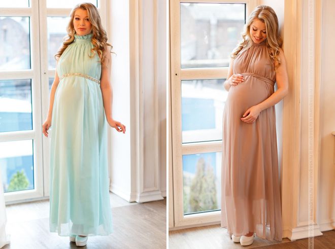 длинное шифоновое платье для беременных