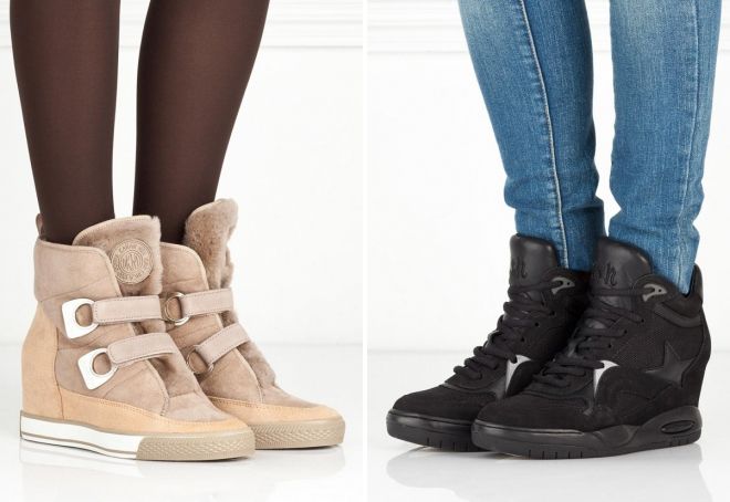 зимние кроссовки на танкетке