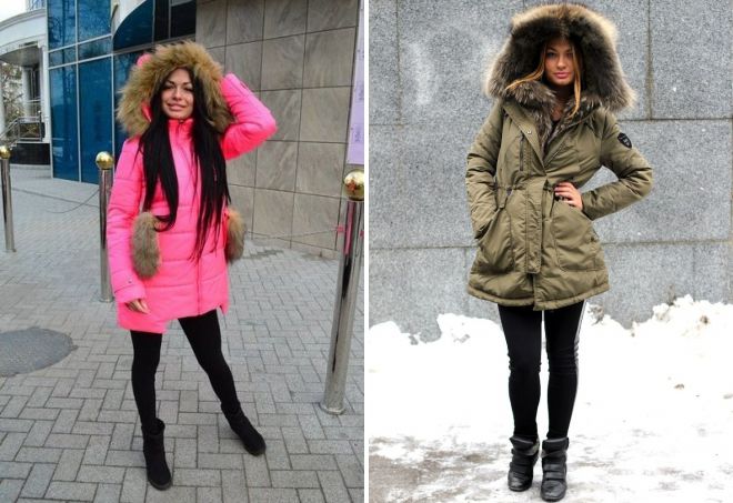 женские длинные куртки с мехом на зиму