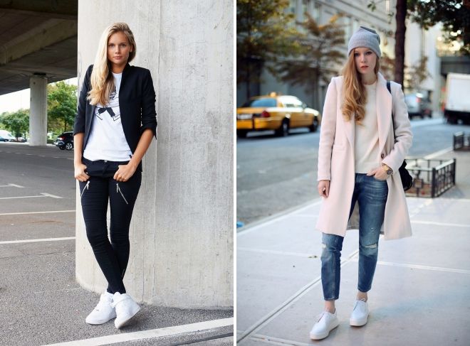 с чем носить женские белые кроссовки