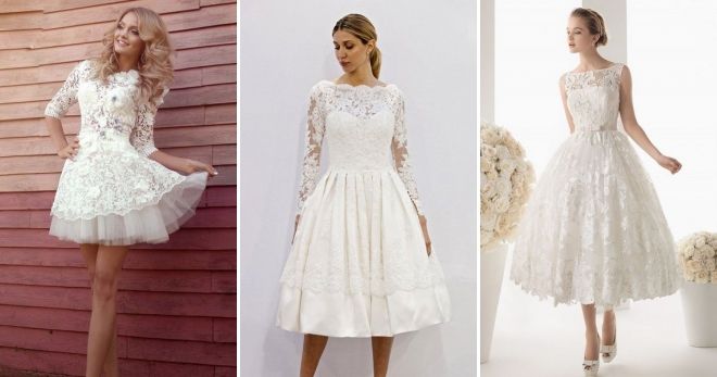 Короткие свадебные платья 2019 кружевные
