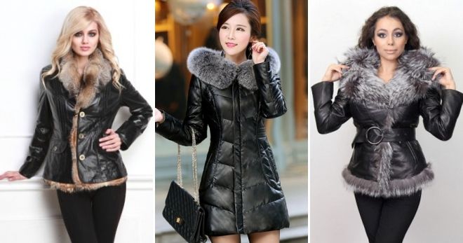 Женские зимние кожаные куртки