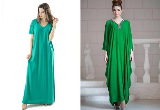 длинное зеленое платье оверсайз