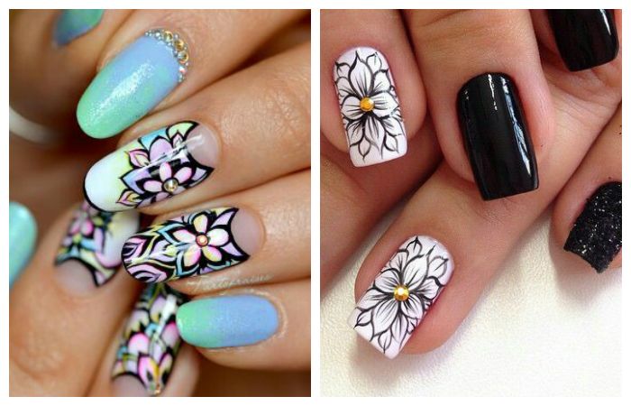 Рисунки на ногтях с красивыми цветами