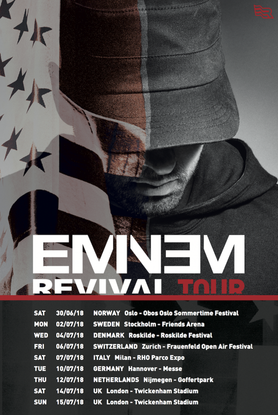 Eminem отправится в европейский тур в поддержку альбома «Revival»