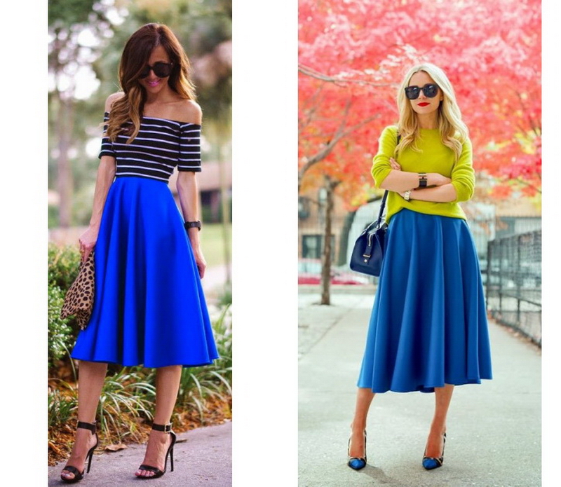 Синяя юбка - как и с чем носить