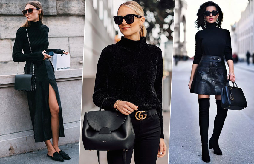 Total black черный цвет осень 2019 мода тренды аксессуары украшения